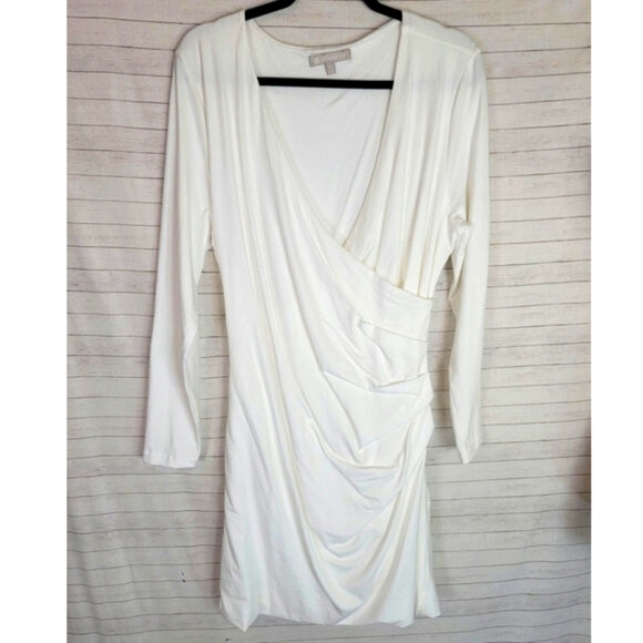Athleta Dresses & Skirts - ATHLETA WILDER FAUX WRAP LONG SLEEVE DRESS IN WHITE, SZ XL